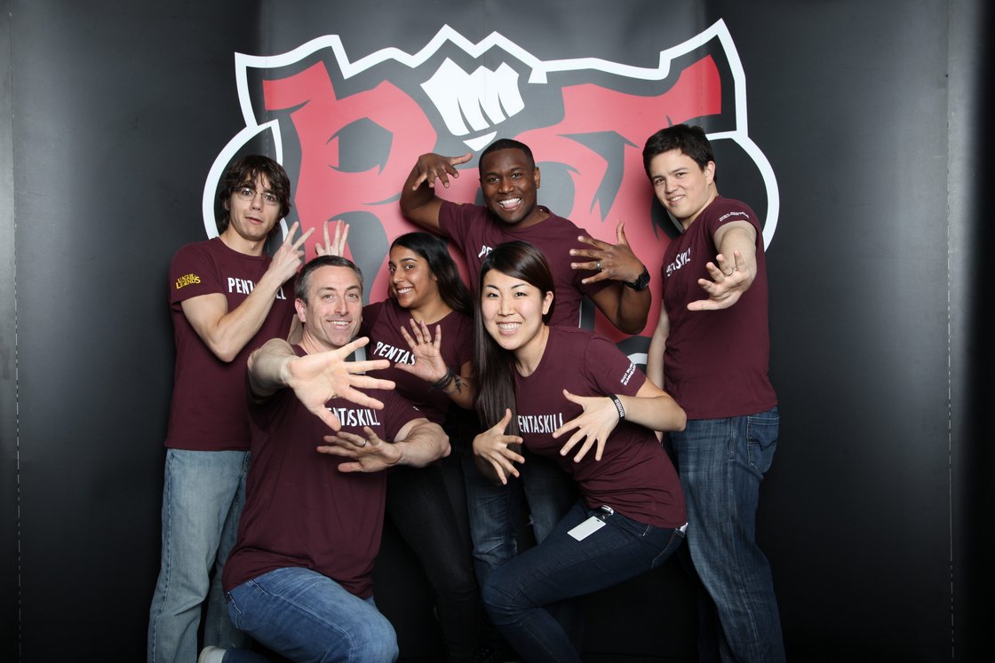 Sue-Min, front right, poses with her Rumble team at one of the first events.